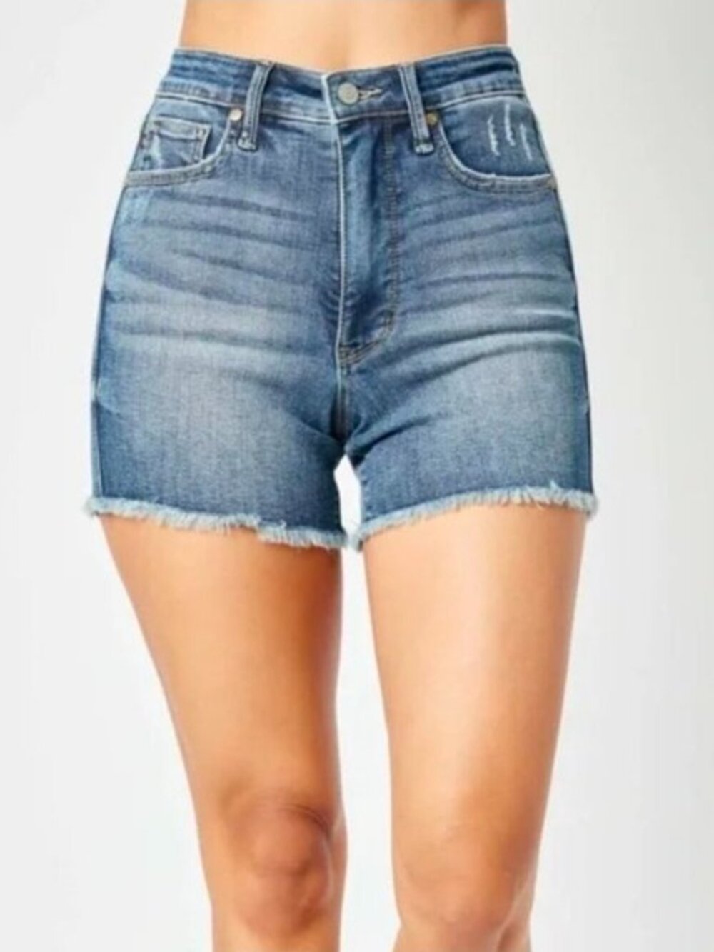 Judy Blue High Waisted Tummy Control Frayed Hem Denim Shorts Size 1XL